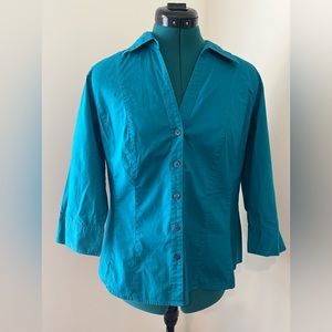 Style & Co stretch cotton button down collar blouse